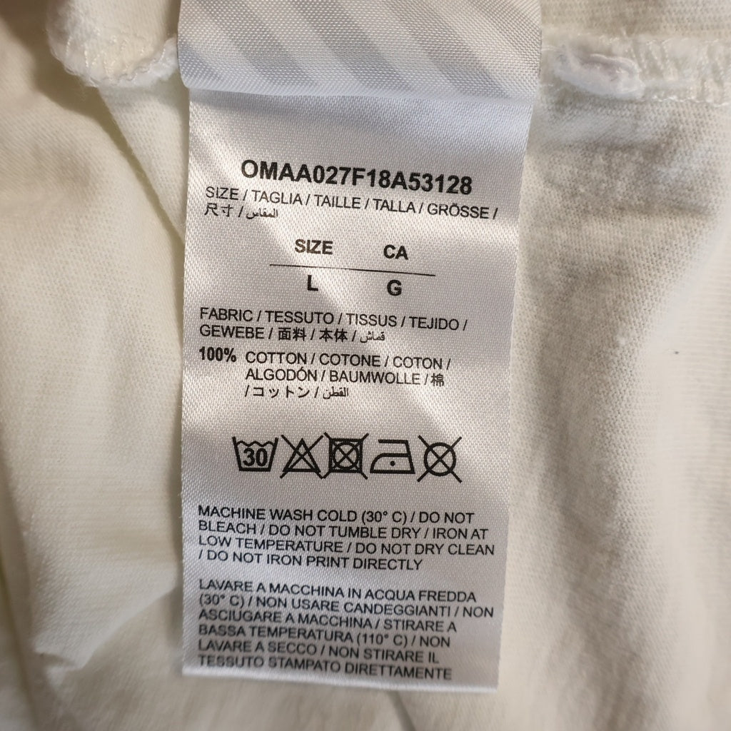 OFF-WHITE(オフホワイト) 18AW MAIN LABEL クルーネック半袖Tシャツ カットソー ホワイト OMAA027F18A53128