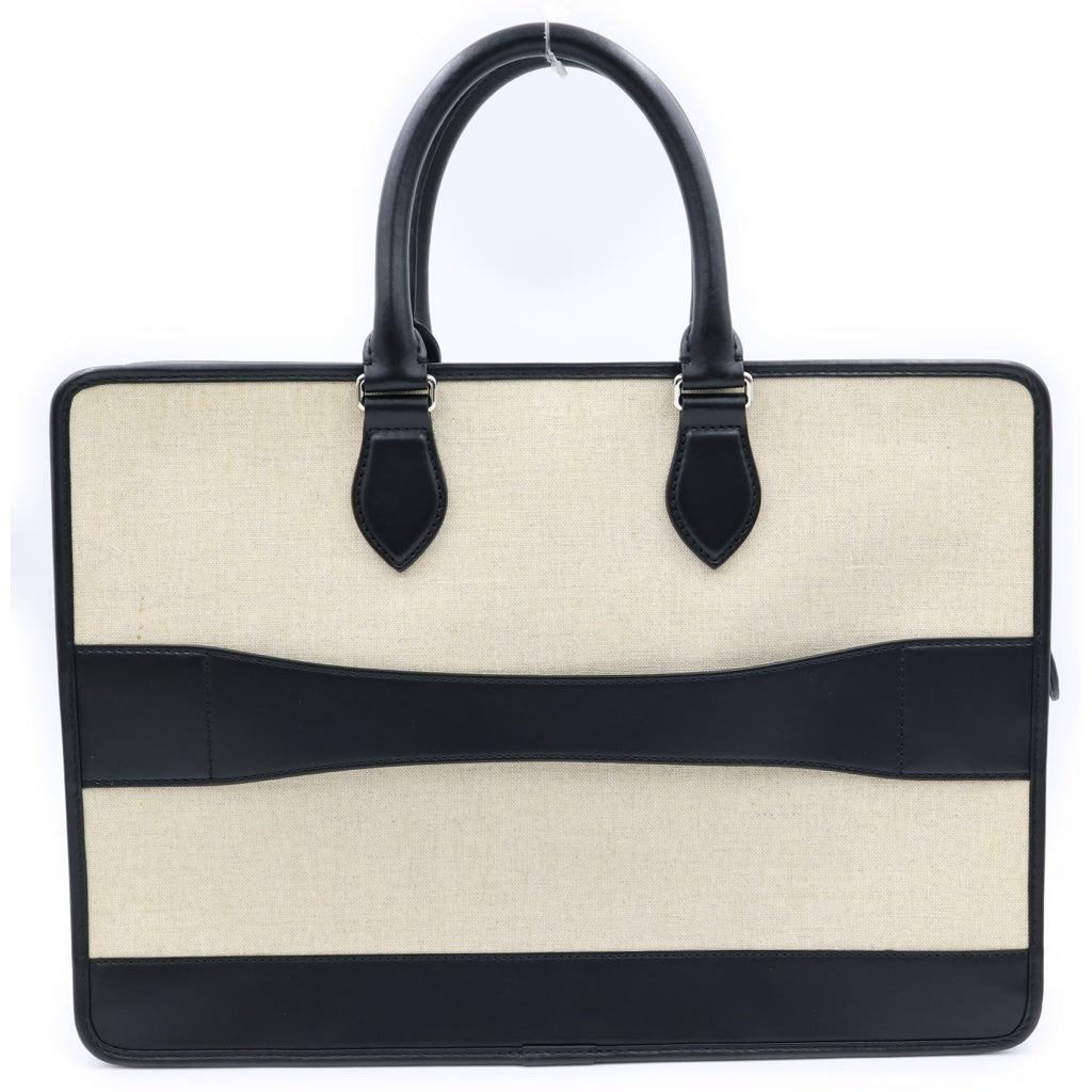 Berluti(ベルルッティ) カリグラフィー デザイン レザー キャンバス トートバッグ ホワイト/ブラック レディース