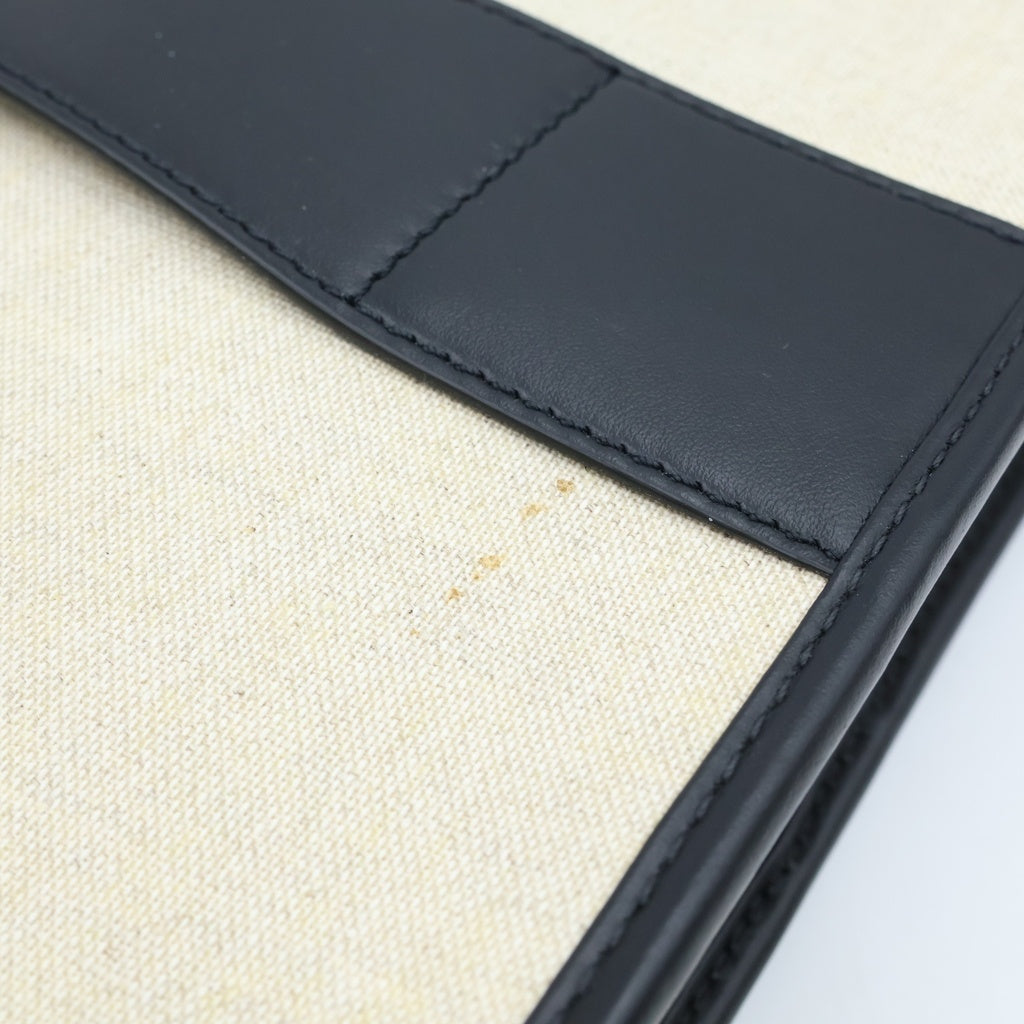 Berluti(ベルルッティ) カリグラフィー デザイン レザー キャンバス トートバッグ ホワイト/ブラック レディース