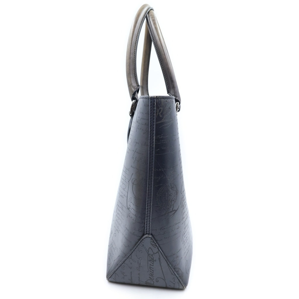 Berluti(ベルルッティ) Toujours Scritto Tote Bag トゥジュール スクリットレザー カリグラフィデザイン トートバッグ ブラック レディース