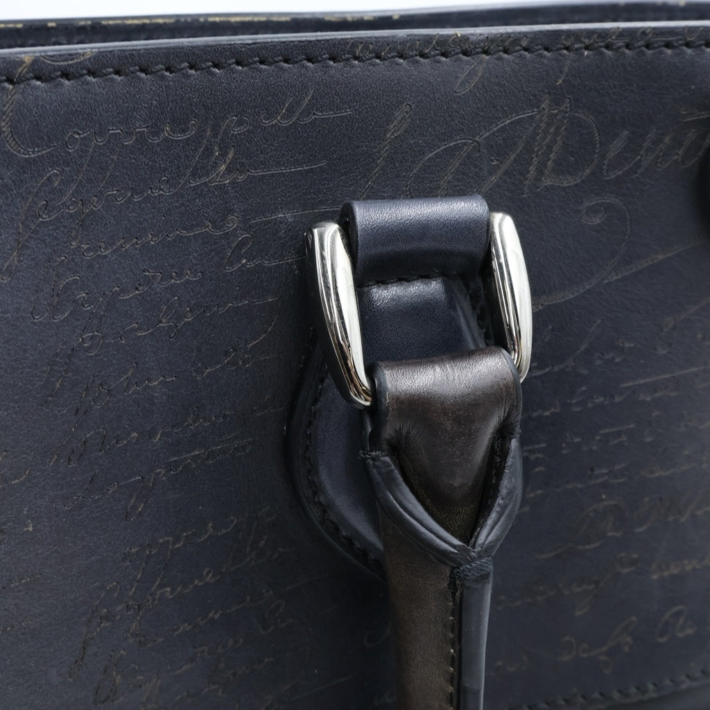 Berluti(ベルルッティ) Toujours Scritto Tote Bag トゥジュール スクリットレザー カリグラフィデザイン トートバッグ ブラック レディース