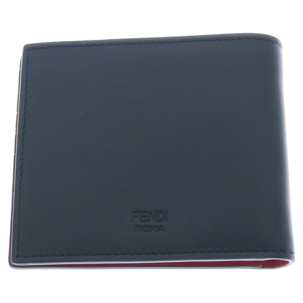 FENDI(フェンディ) Bugs Eye Bifold Wallet バグズアイ デザイン バイフォールド 二つ折り財布 ブラック レディース