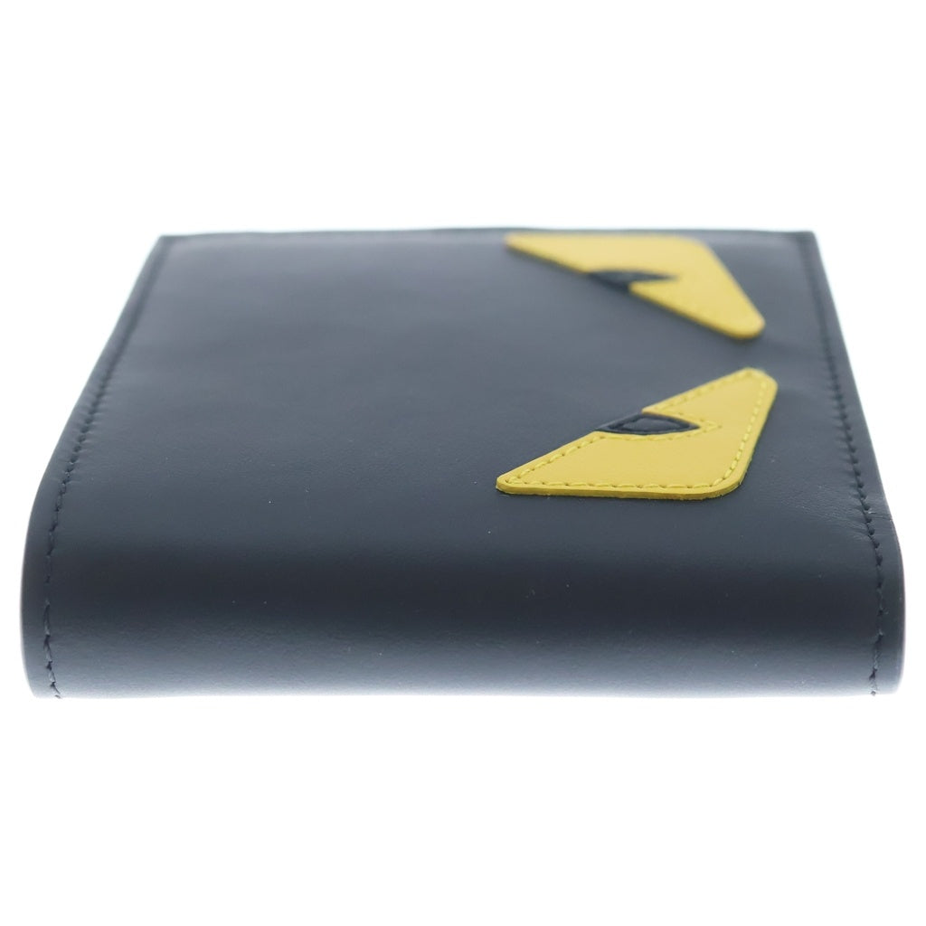 FENDI(フェンディ) Bugs Eye Bifold Wallet バグズアイ デザイン バイフォールド 二つ折り財布 ブラック レディース