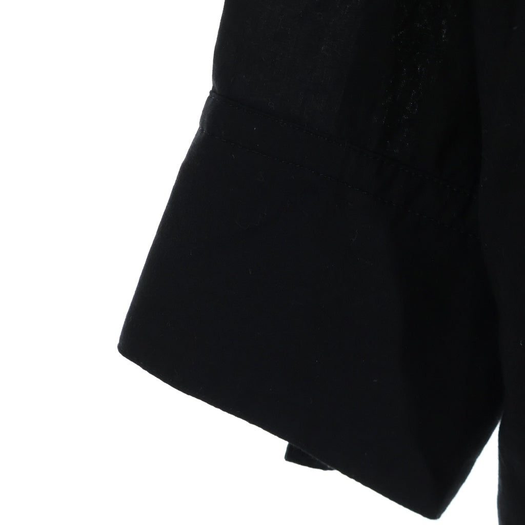 sulvam(サルバム) Asymmetical Drawstring Shirt アシンメトリー ダブル襟 パイピング ボタンダウン 長袖シャツ ブラック MT-B04-010