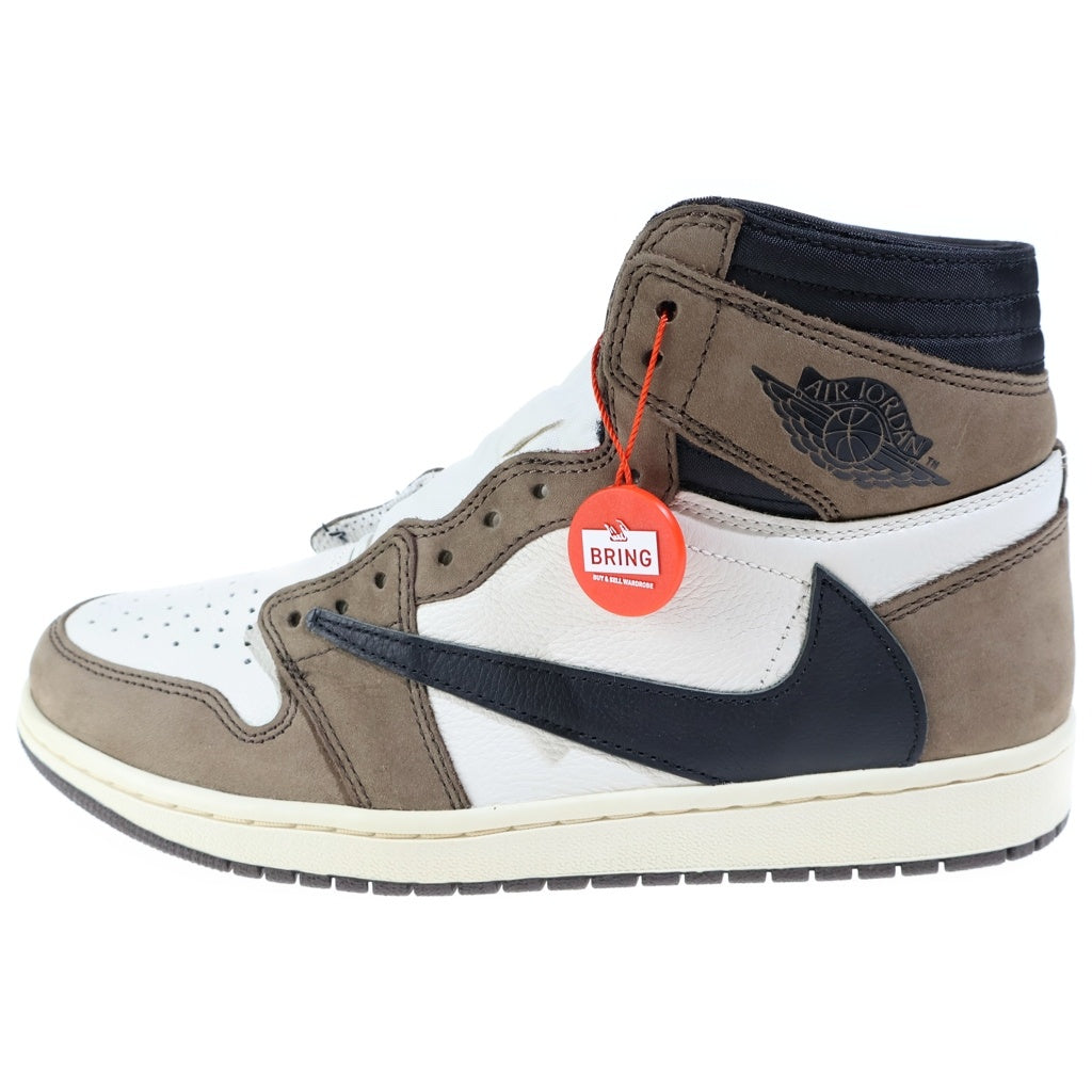 NIKE(ナイキ) ×TRAVIS SCOTT AIR JORDAN 1 RETRO HIGH OG TS SP トラヴィススコット エアジョーダン1 ハイカットスニーカー ブラウン/ホワイト US9.5/27.5cm CD4487-100