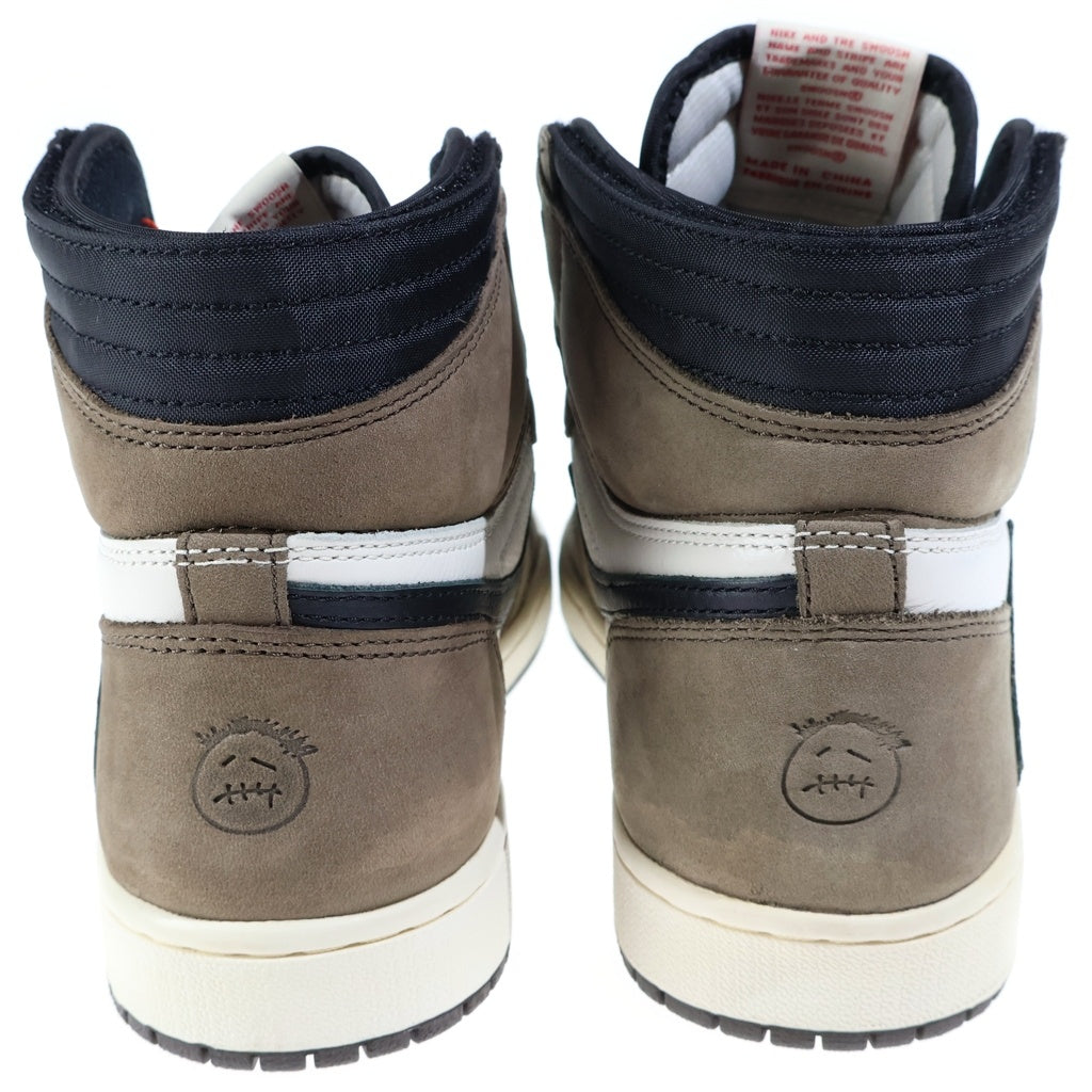 NIKE(ナイキ) ×TRAVIS SCOTT AIR JORDAN 1 RETRO HIGH OG TS SP トラヴィススコット エアジョーダン1 ハイカットスニーカー ブラウン/ホワイト US9.5/27.5cm CD4487-100