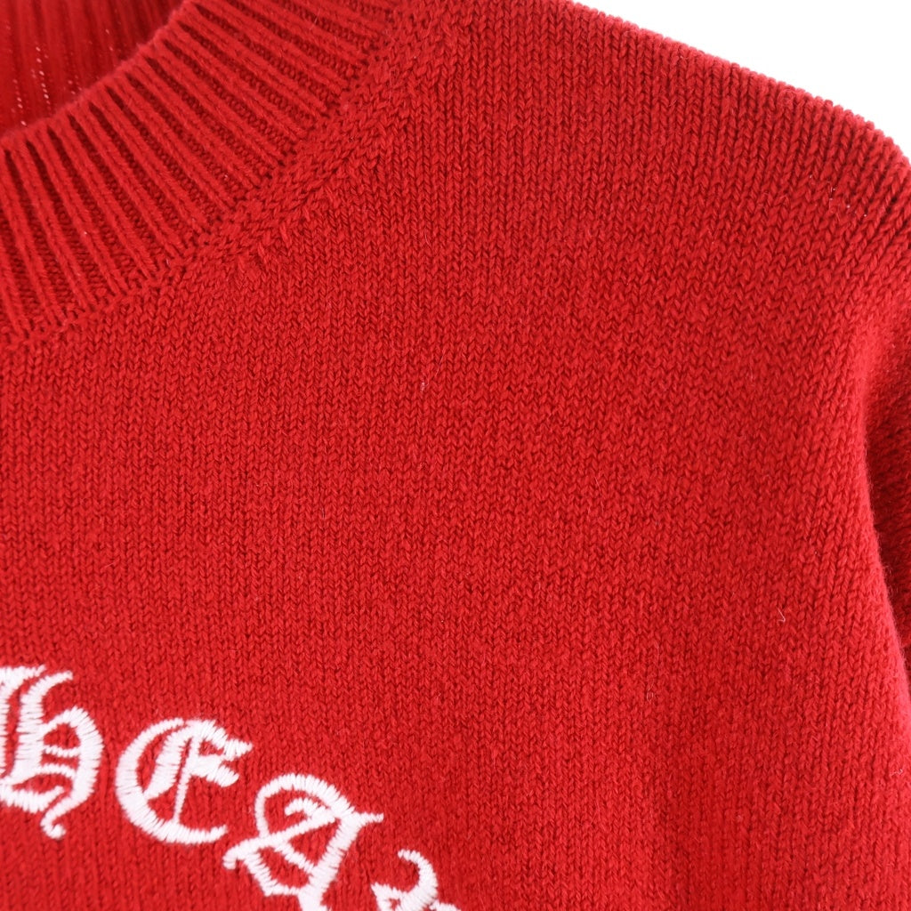 CHROME HEARTS(クロムハーツ) Y NOT KING TACO 3 CEMETERY CROSS LEATHER PATCH CASHMERE KNIT SWEATSHIRT ワイノット キングタコ 3セメタリー レザークロスパッチ スウェット
