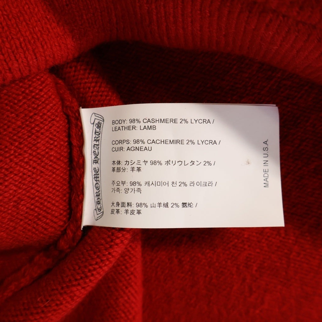 CHROME HEARTS(クロムハーツ) Y NOT KING TACO 3 CEMETERY CROSS LEATHER PATCH CASHMERE KNIT SWEATSHIRT ワイノット キングタコ 3セメタリー レザークロスパッチ スウェット