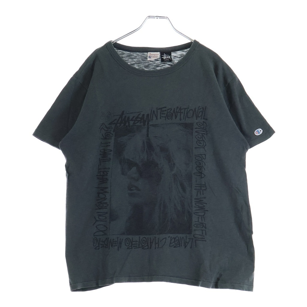 STUSSY(ステューシー) OLD STUSSY Laura Tee オールドステューシー ローラ フロントフォトプリント 半袖Tシャツ カットソー グレー