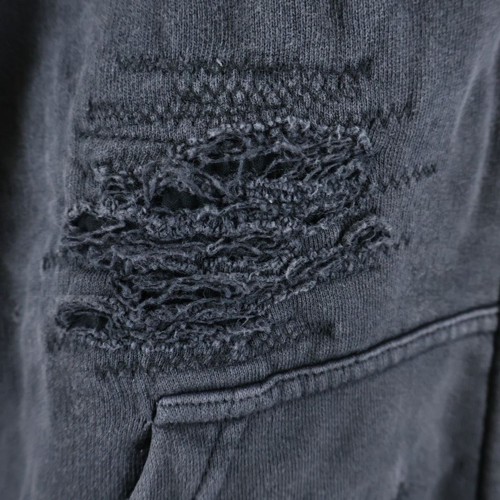 Maison Margiela(メゾンマルジェラ) 24AW Destroyed Zip-Up Hoodie デストロイ加工 ジップアップ プルオーバースウェットパーカー ブラック S62GU0130 M25004