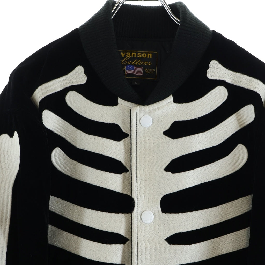 VANSON(バンソン) 50周年記念モデル ボーン刺繍 別珍 ボンバージャケット ブラック
