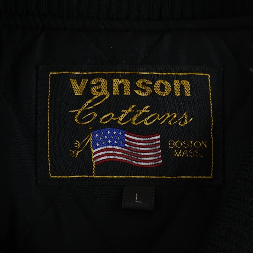 VANSON(バンソン) 50周年記念モデル ボーン刺繍 別珍 ボンバージャケット ブラック