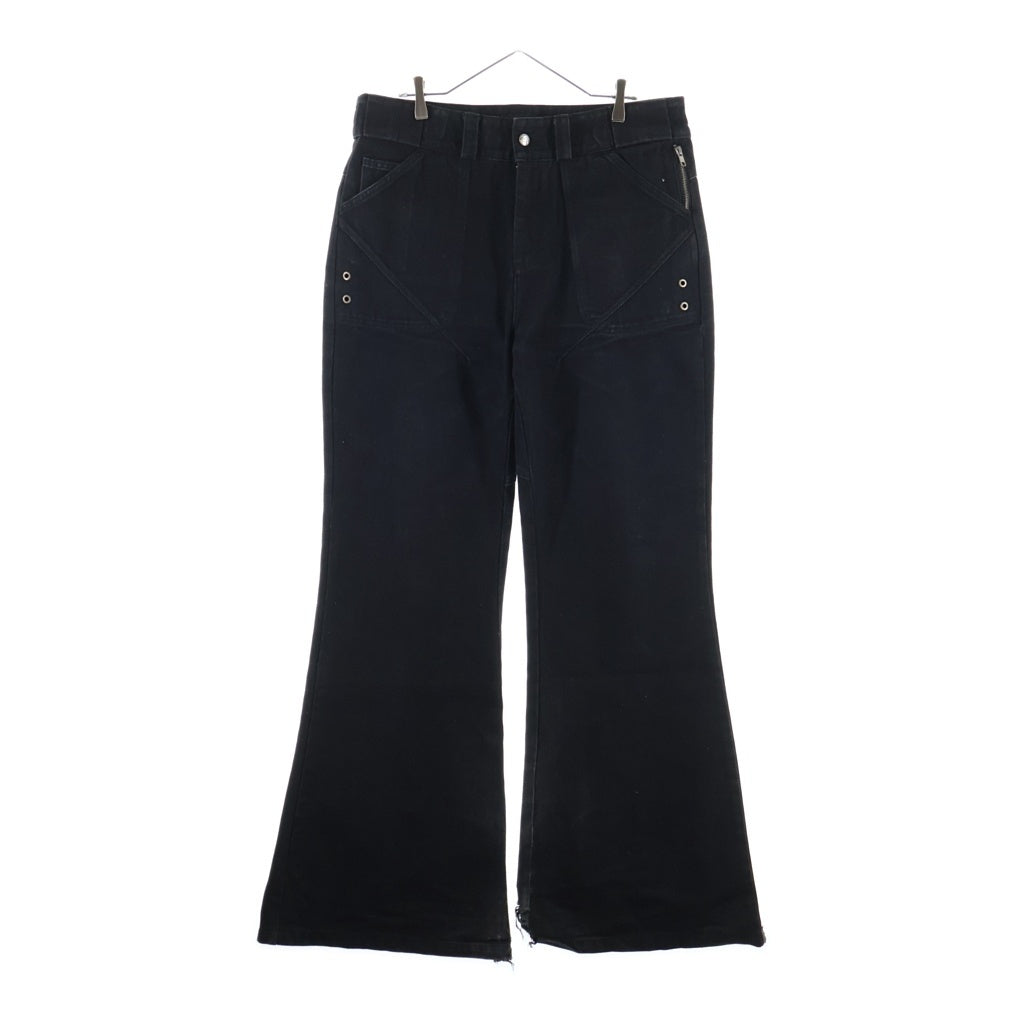 NO/FAITH STUDIOS(ノーフェイスストゥディオス) DUNE DENIM マルチステッチ デザインボタン フレア デニムパンツ ブラック