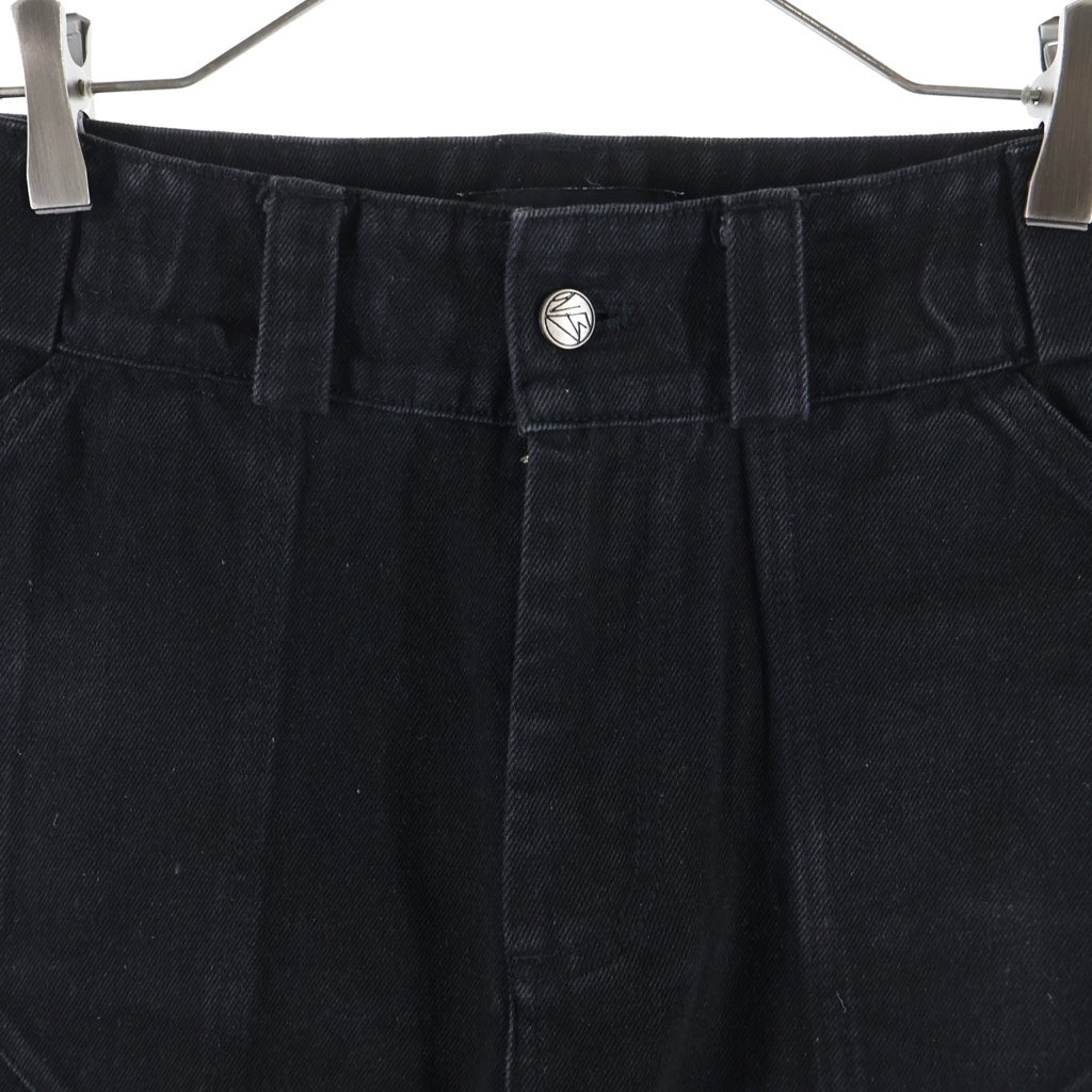 NO/FAITH STUDIOS(ノーフェイスストゥディオス) DUNE DENIM マルチステッチ デザインボタン フレア デニムパンツ ブラック