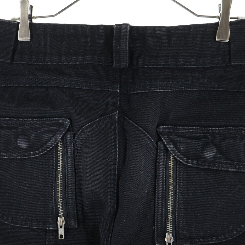 NO/FAITH STUDIOS(ノーフェイスストゥディオス) DUNE DENIM マルチステッチ デザインボタン フレア デニムパンツ ブラック