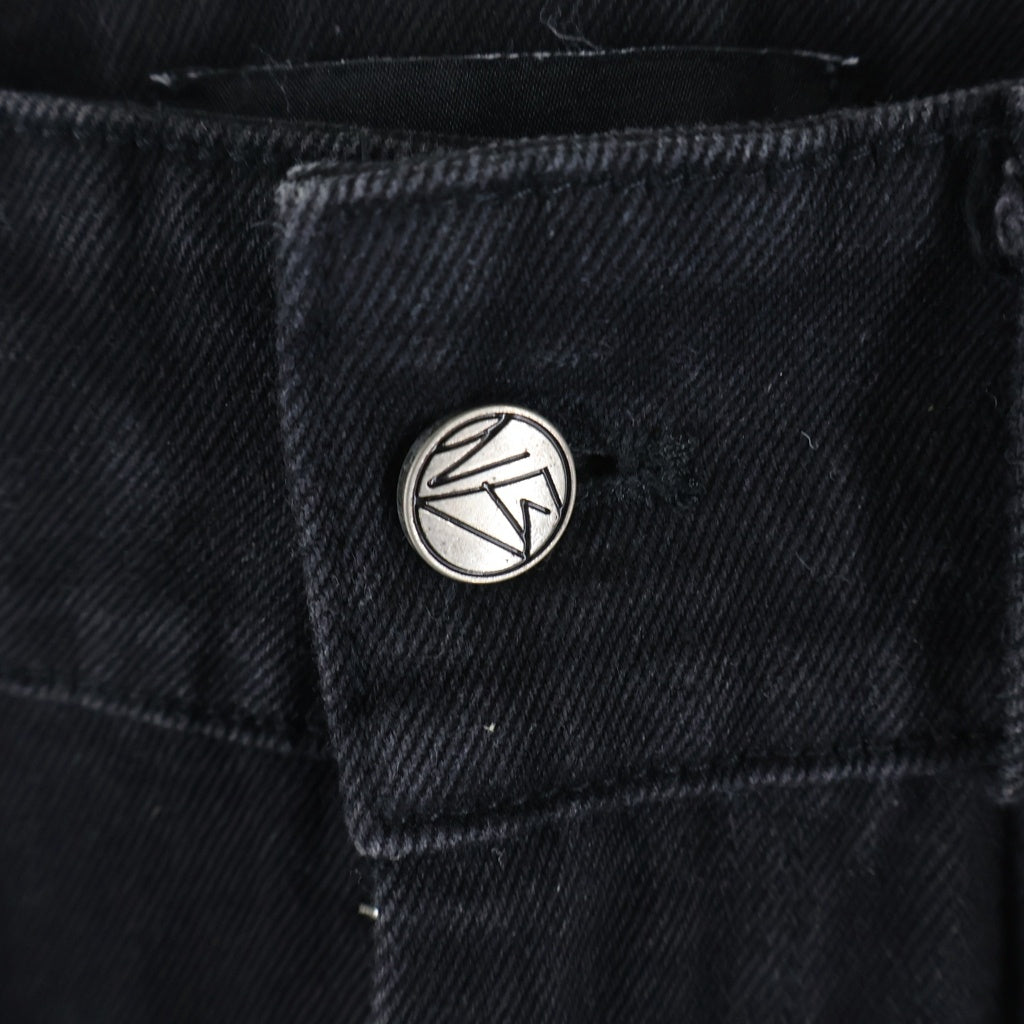 NO/FAITH STUDIOS(ノーフェイスストゥディオス) DUNE DENIM マルチステッチ デザインボタン フレア デニムパンツ ブラック