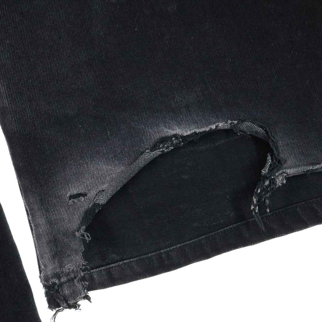NO/FAITH STUDIOS(ノーフェイスストゥディオス) DUNE DENIM マルチステッチ デザインボタン フレア デニムパンツ ブラック