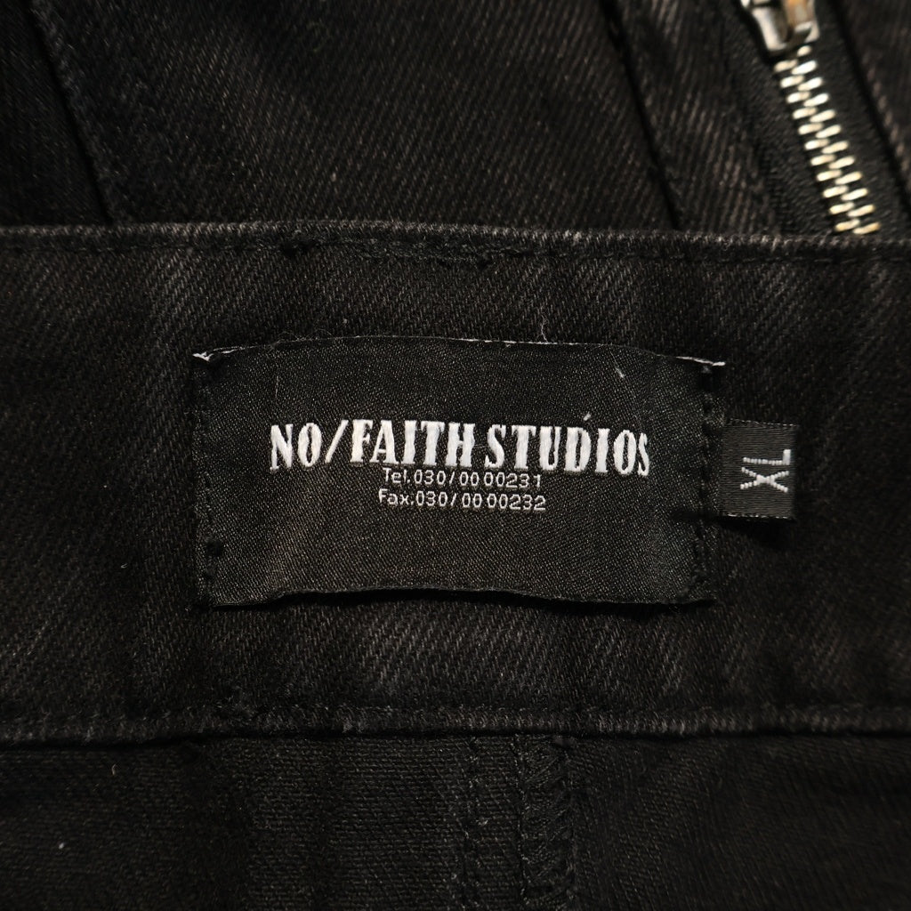 NO/FAITH STUDIOS(ノーフェイスストゥディオス) DUNE DENIM マルチステッチ デザインボタン フレア デニムパンツ ブラック