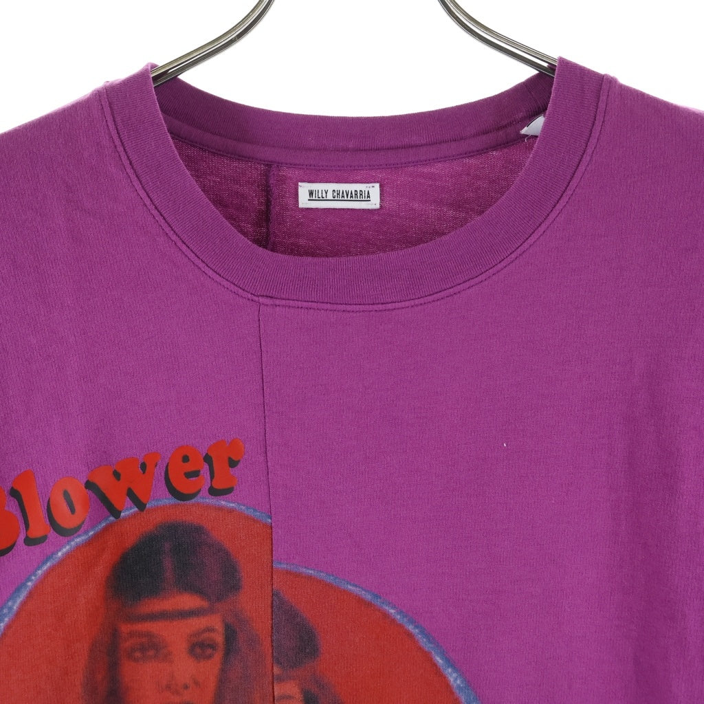 WILLY CHAVARRIA(ウィリーチャバリア) BIG WILLY PANEL MIND BLOWER T-SHIRT ビッグウィリーパネルマインドブロワー フロントプリント 半袖Tシャツ カットソー パープル