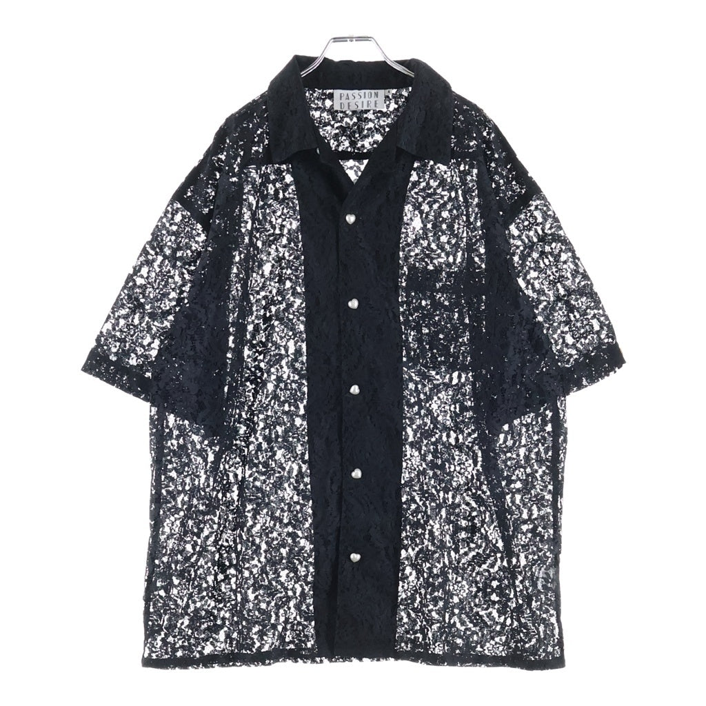 el conductorH(コンダクター) FLOWER LACE OPEN COLLAR SHORT SLEEVE SHIRT フラワーレースオープンカラーショートスリーブシャツ ホワイト PD24MS01