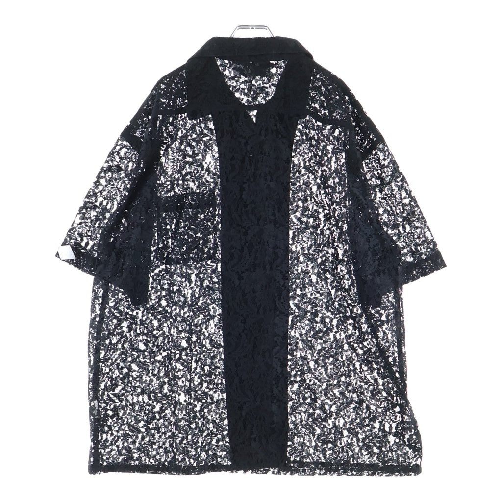 el conductorH(コンダクター) FLOWER LACE OPEN COLLAR SHORT SLEEVE SHIRT フラワーレースオープンカラーショートスリーブシャツ ホワイト PD24MS01