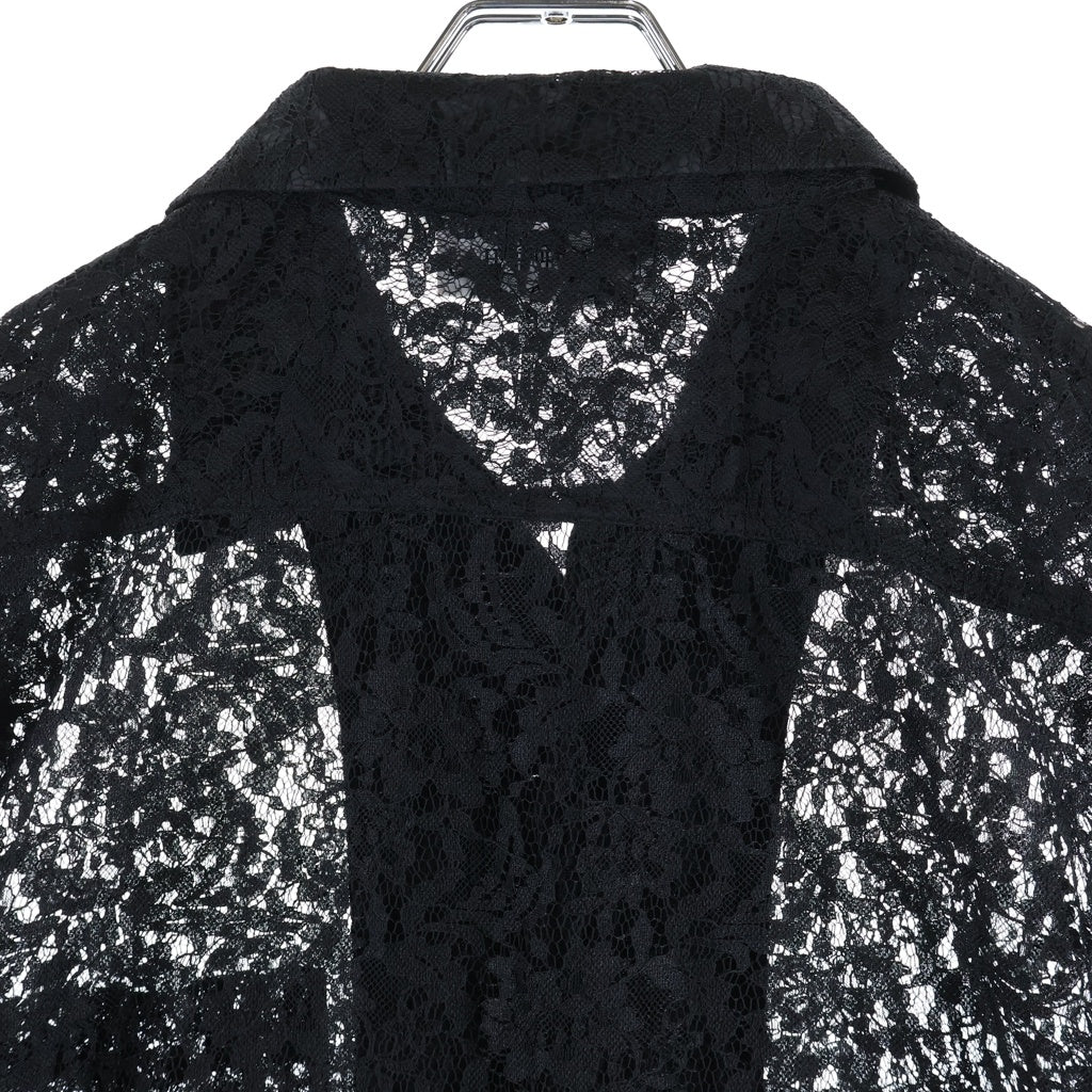 el conductorH(コンダクター) FLOWER LACE OPEN COLLAR SHORT SLEEVE SHIRT フラワーレースオープンカラーショートスリーブシャツ ホワイト PD24MS01