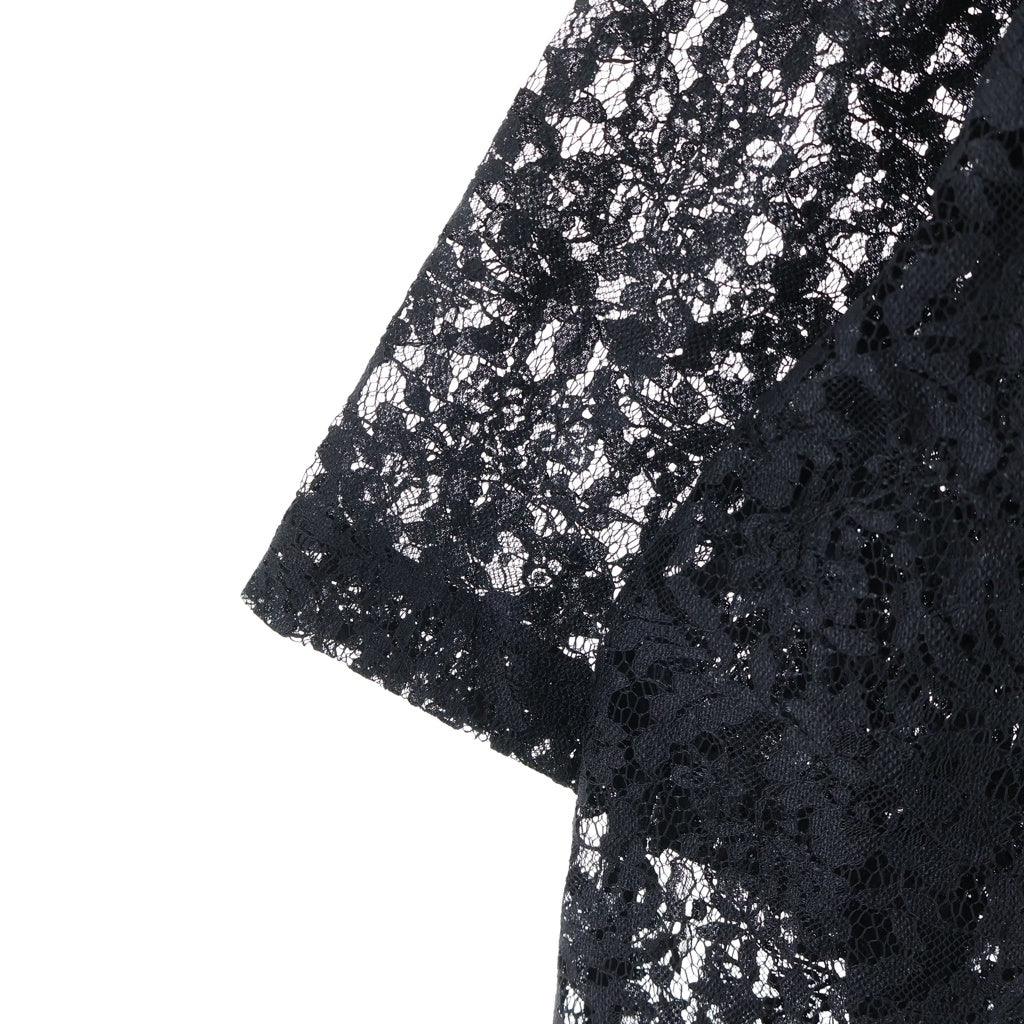 el conductorH(コンダクター) FLOWER LACE OPEN COLLAR SHORT SLEEVE SHIRT フラワーレースオープンカラーショートスリーブシャツ ホワイト PD24MS01