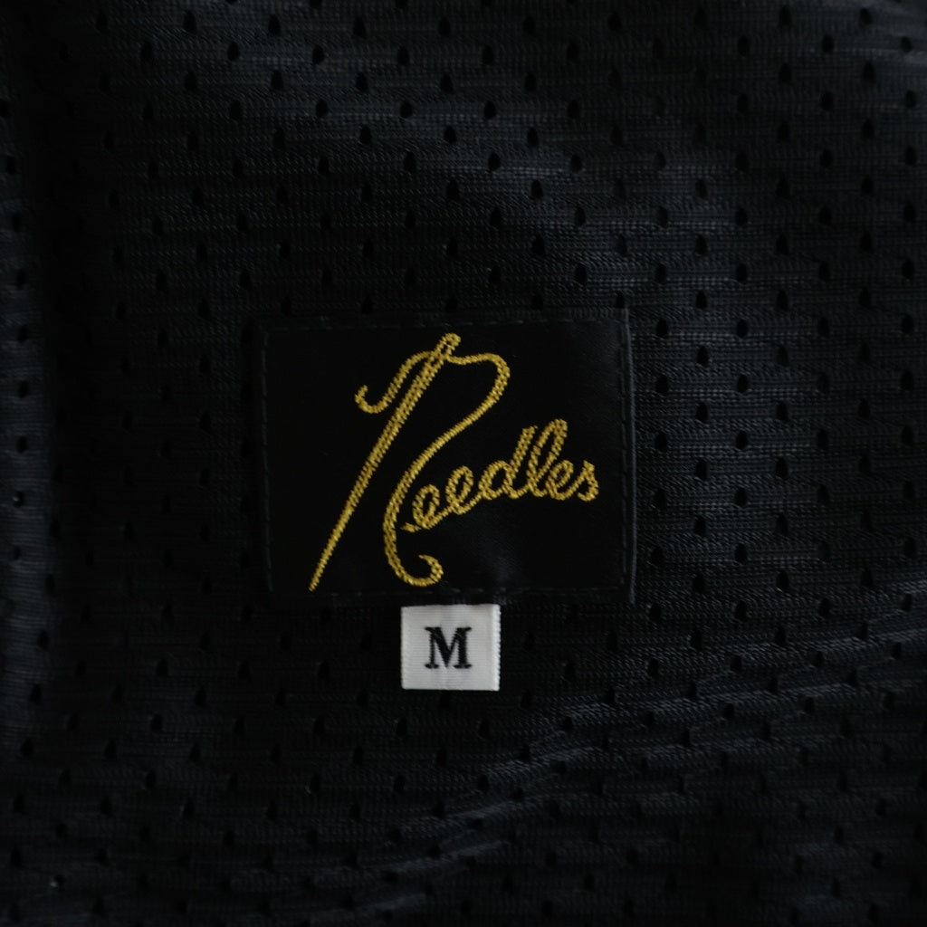 Needles(ニードルス) TRACK PANT POLY SMOOTH ロゴ刺繍 トラックパンツ ブラック/グレー QV1691