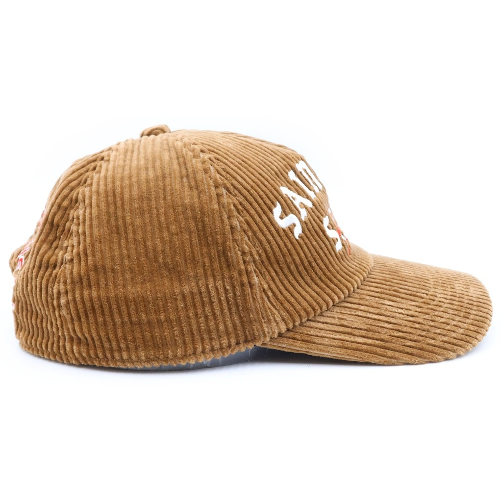 SAINT MICHAEL(セントマイケル) SW_CORDUROY CAP ロゴ刺繍 コーデュロイ 6パネル ベースボールキャップ ベージュ SM-MK8-0000-C13
