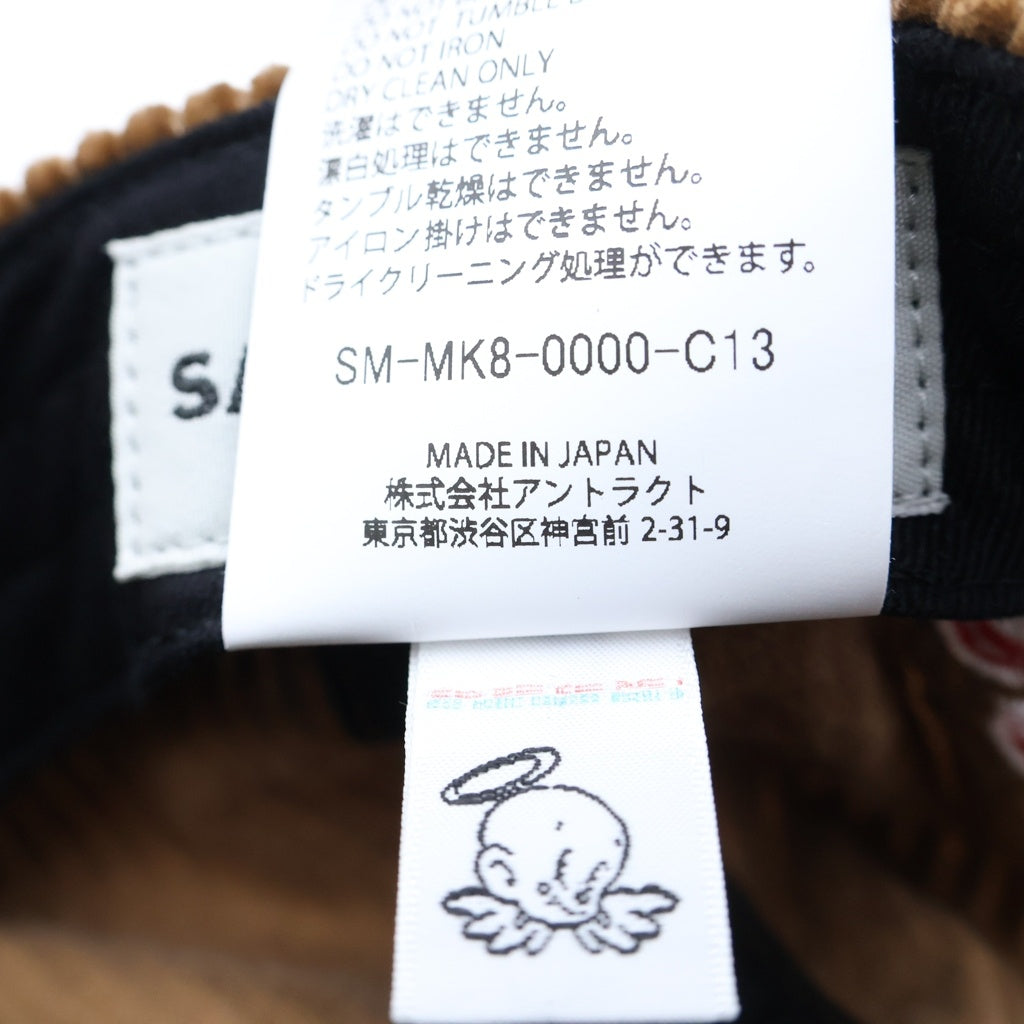 SAINT MICHAEL(セントマイケル) SW_CORDUROY CAP ロゴ刺繍 コーデュロイ 6パネル ベースボールキャップ ベージュ SM-MK8-0000-C13