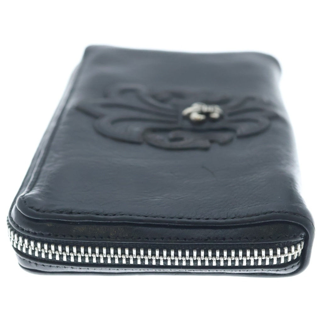 CHROME HEARTS(クロムハーツ) REC F ZIP BS BSフレアパッチ レザー ラウンドファスナー ロングウォレット 長財布 ブラック/シルバー