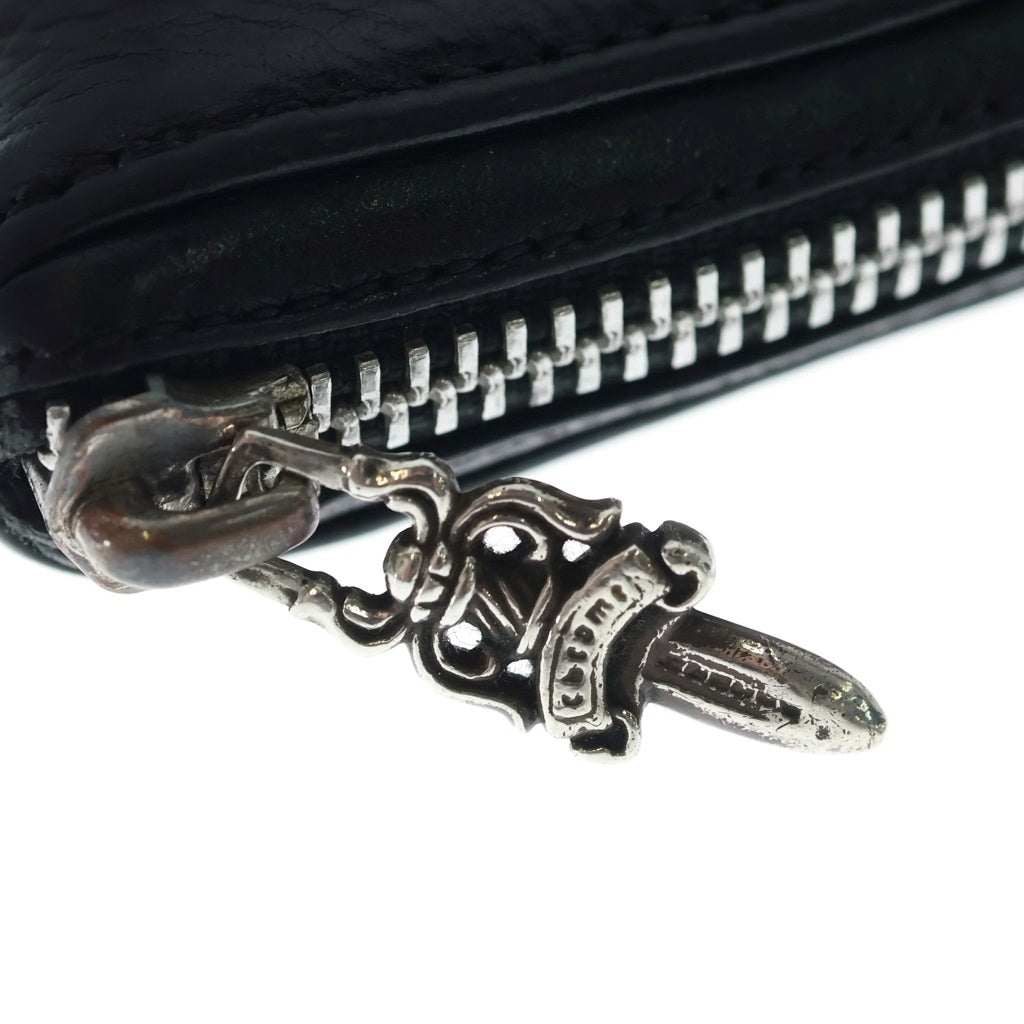 CHROME HEARTS(クロムハーツ) REC F ZIP BS BSフレアパッチ レザー ラウンドファスナー ロングウォレット 長財布 ブラック/シルバー