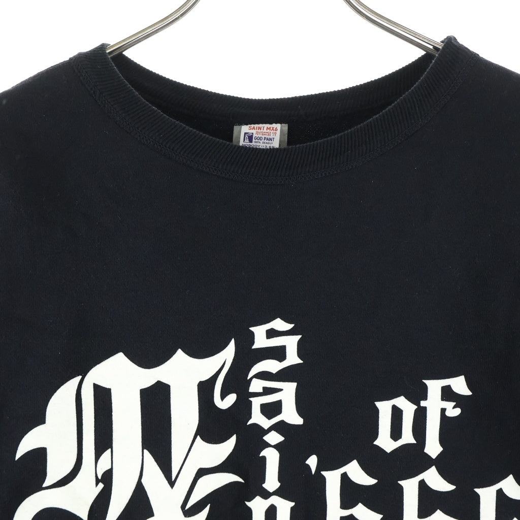 SAINT MICHAEL(セントマイケル) 25SS MX666 CRW-N SWEAT フロントロゴプリント クルーネックスウェットトレーナー ブラック SM-HR8-0000-043