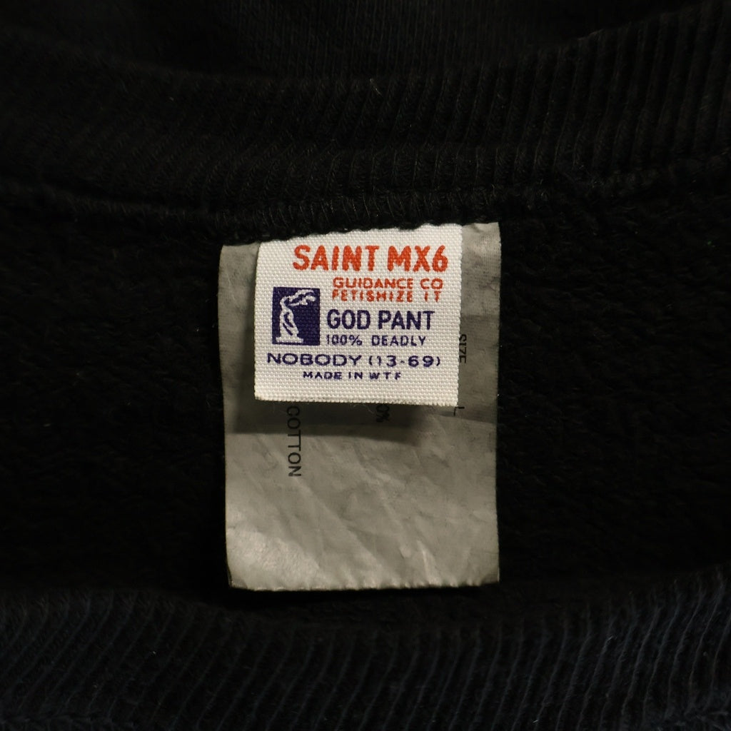 SAINT MICHAEL(セントマイケル) 25SS MX666 CRW-N SWEAT フロントロゴプリント クルーネックスウェットトレーナー ブラック SM-HR8-0000-043