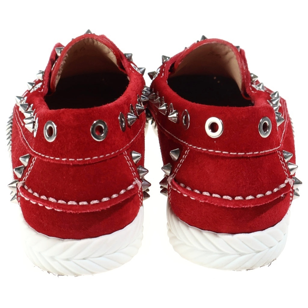 CHRISTIAN LOUBOUTIN(クリスチャンルブタン) スパイクスタッズ デッキシューズ モカシンスリッポン レッド レディース