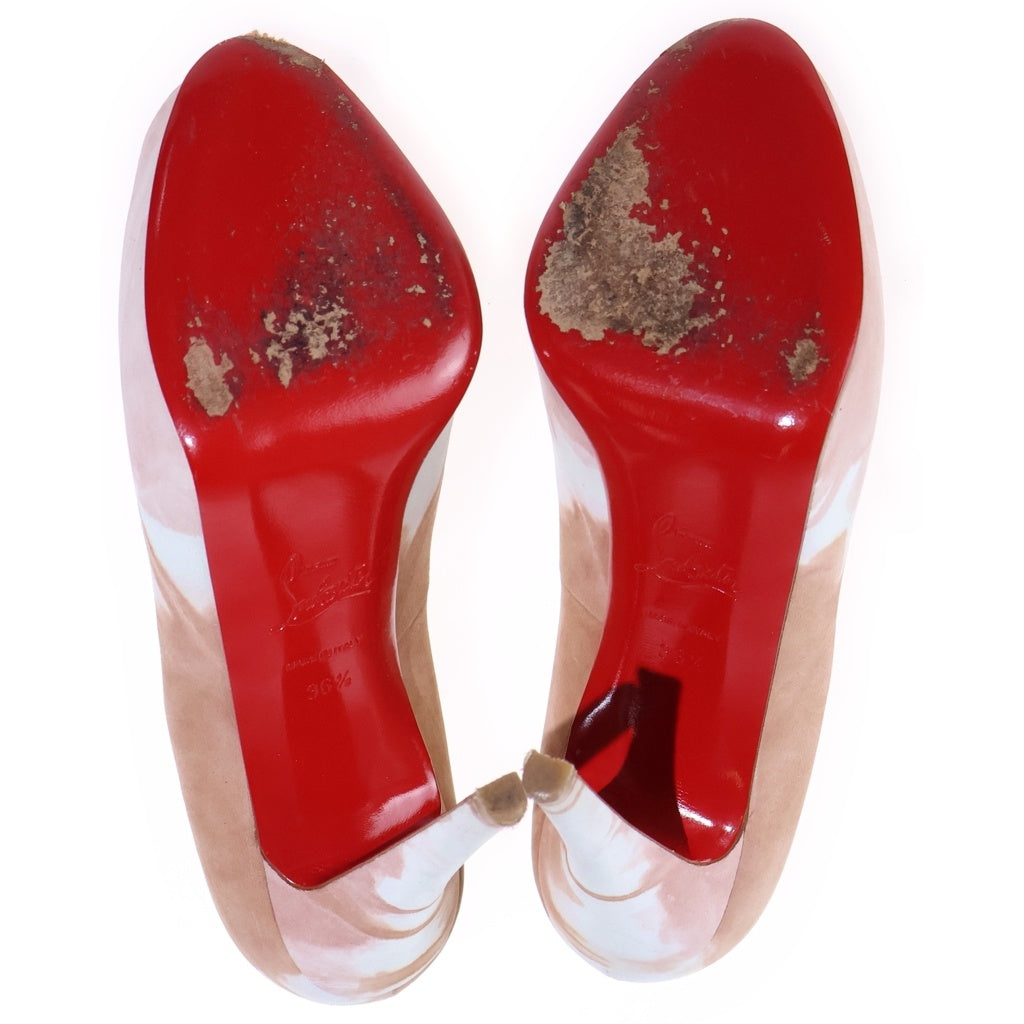 CHRISTIAN LOUBOUTIN(クリスチャンルブタン) New Very Prive ニューベリープライブ オープントゥ・ハイヒール スエードレザー プラットフォームサンダル ベージュ レディース