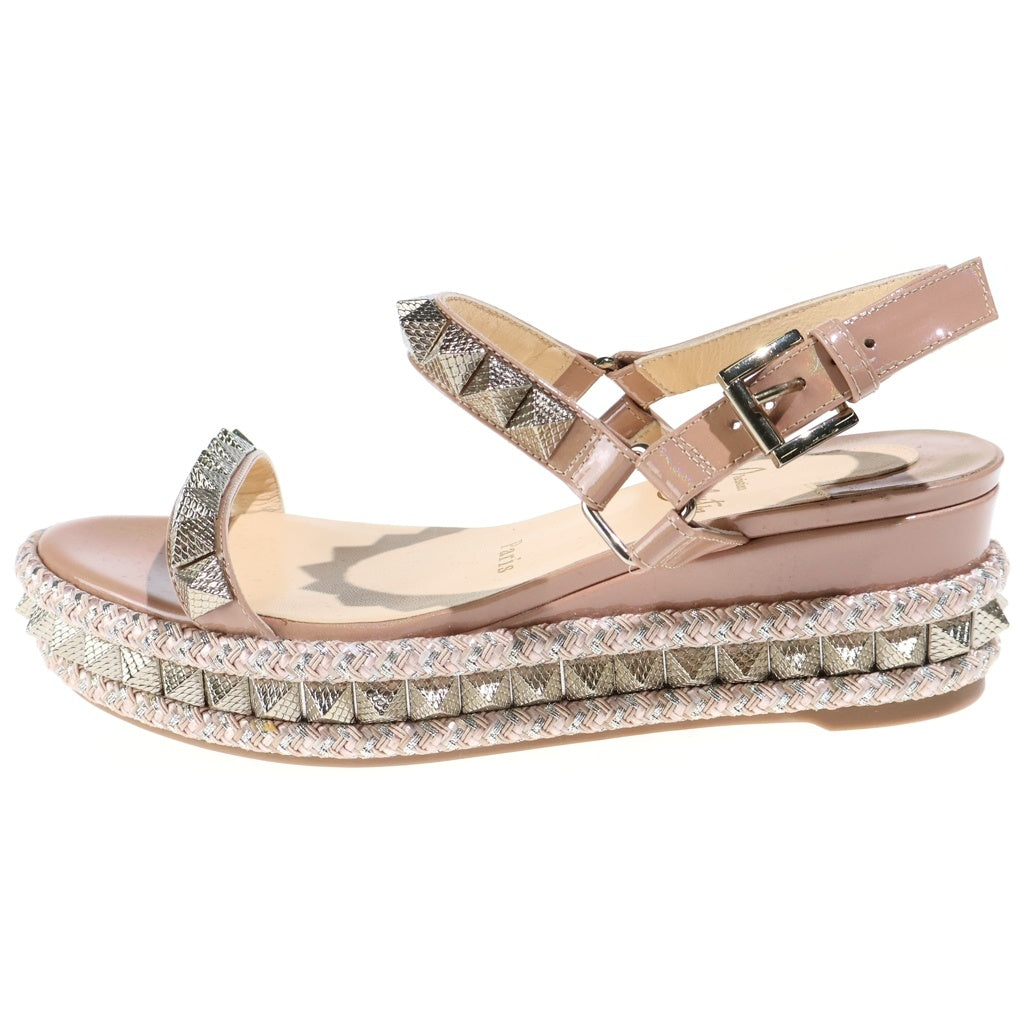 CHRISTIAN LOUBOUTIN(クリスチャンルブタン) スパイクスタッズ ウェッジソール サンダル ベージュ レディース