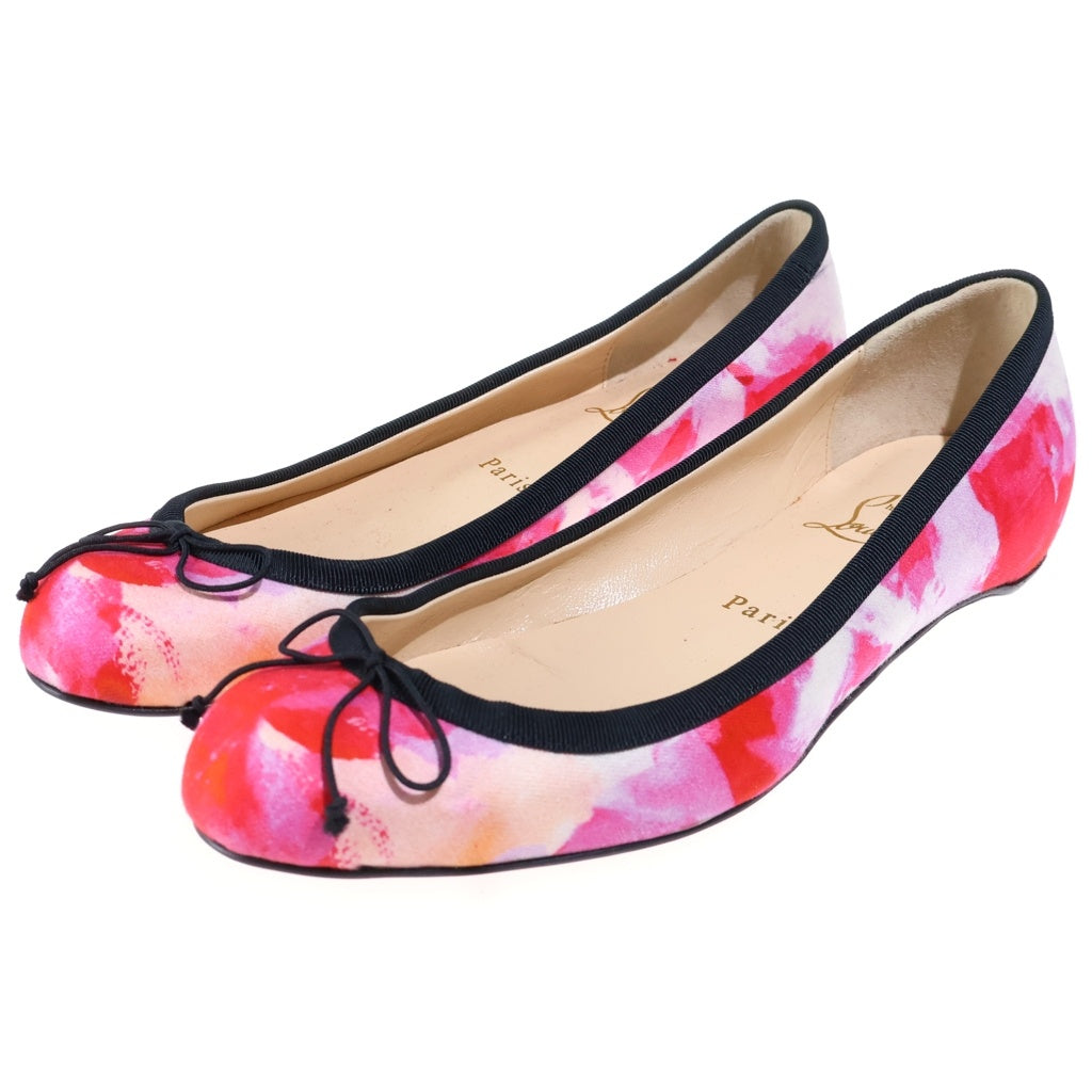 CHRISTIAN LOUBOUTIN(クリスチャンルブタン) Floral Satin Bow Ballet フローラルサテンボウバレエシューズ パンプス ピンク レディース
