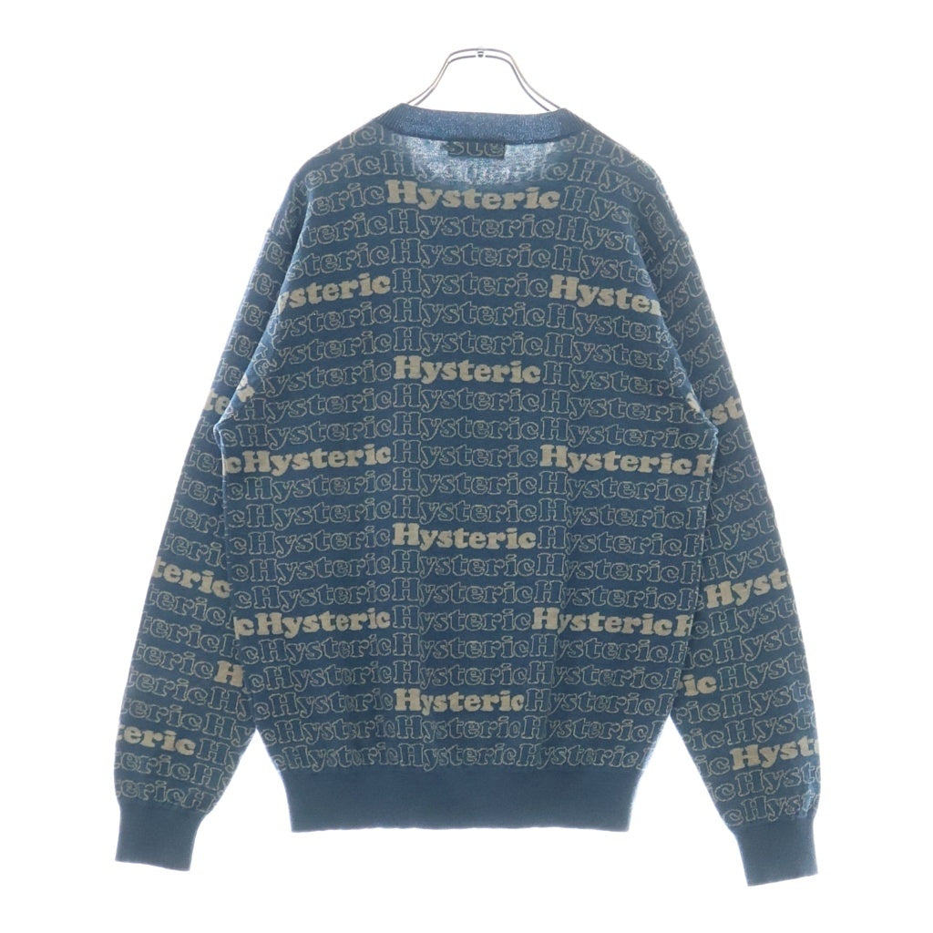 HYSTERIC GLAMOUR(ヒステリックグラマー) HYSTERIC LOGO 総柄 ジャカード プルオーバー ニット セーター ライトブルー 02181NS04