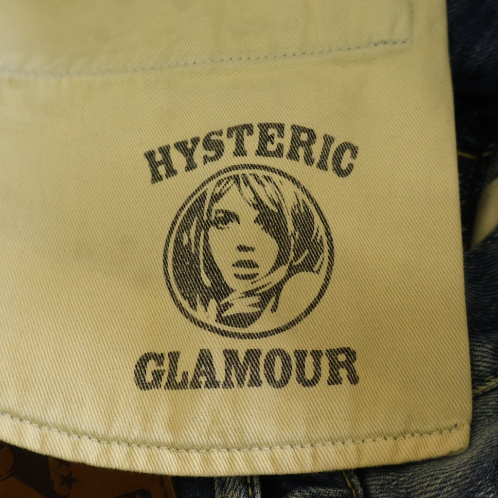 HYSTERIC GLAMOUR(ヒステリックグラマー) PF加工 スリムストレートデニムダメージ加工 ピラミッドスタッズ ジーンズ パンツ インディゴ