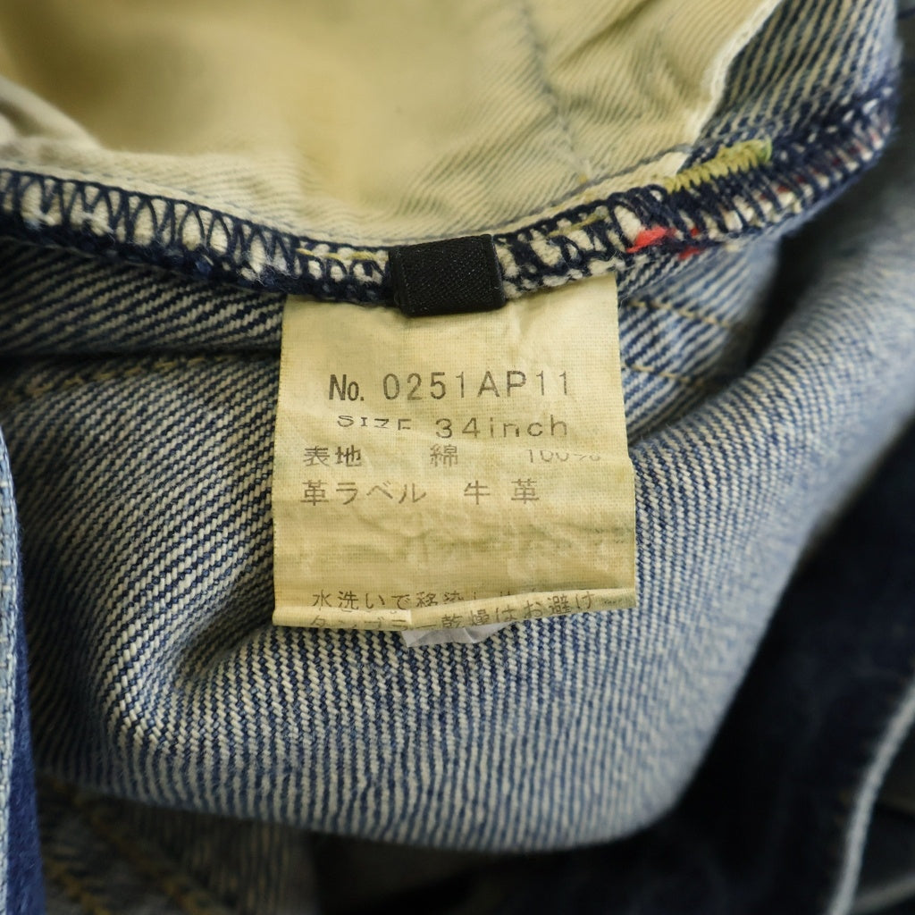 HYSTERIC GLAMOUR(ヒステリックグラマー) PF加工 スリムストレートデニムダメージ加工 ピラミッドスタッズ ジーンズ パンツ インディゴ
