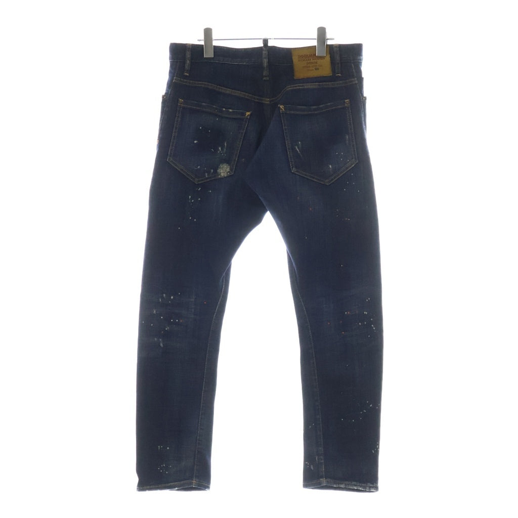 DSQUARED2(ディースクエアード) スキニー ダメージ加工 ペイントスプラッシュ デニム ジーンズ パンツ インディゴ S72LB0308 S30342 レディース
