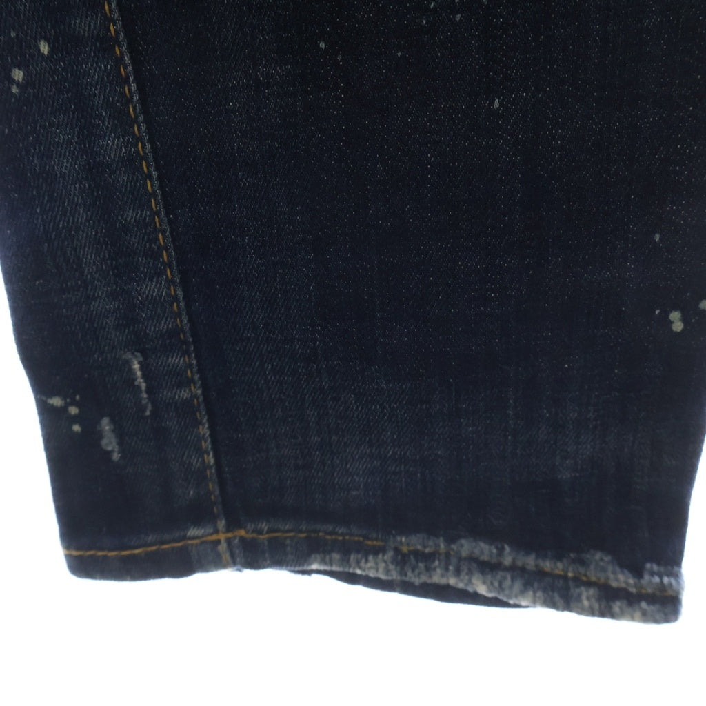 DSQUARED2(ディースクエアード) スキニー ダメージ加工 ペイントスプラッシュ デニム ジーンズ パンツ インディゴ S72LB0308 S30342 レディース