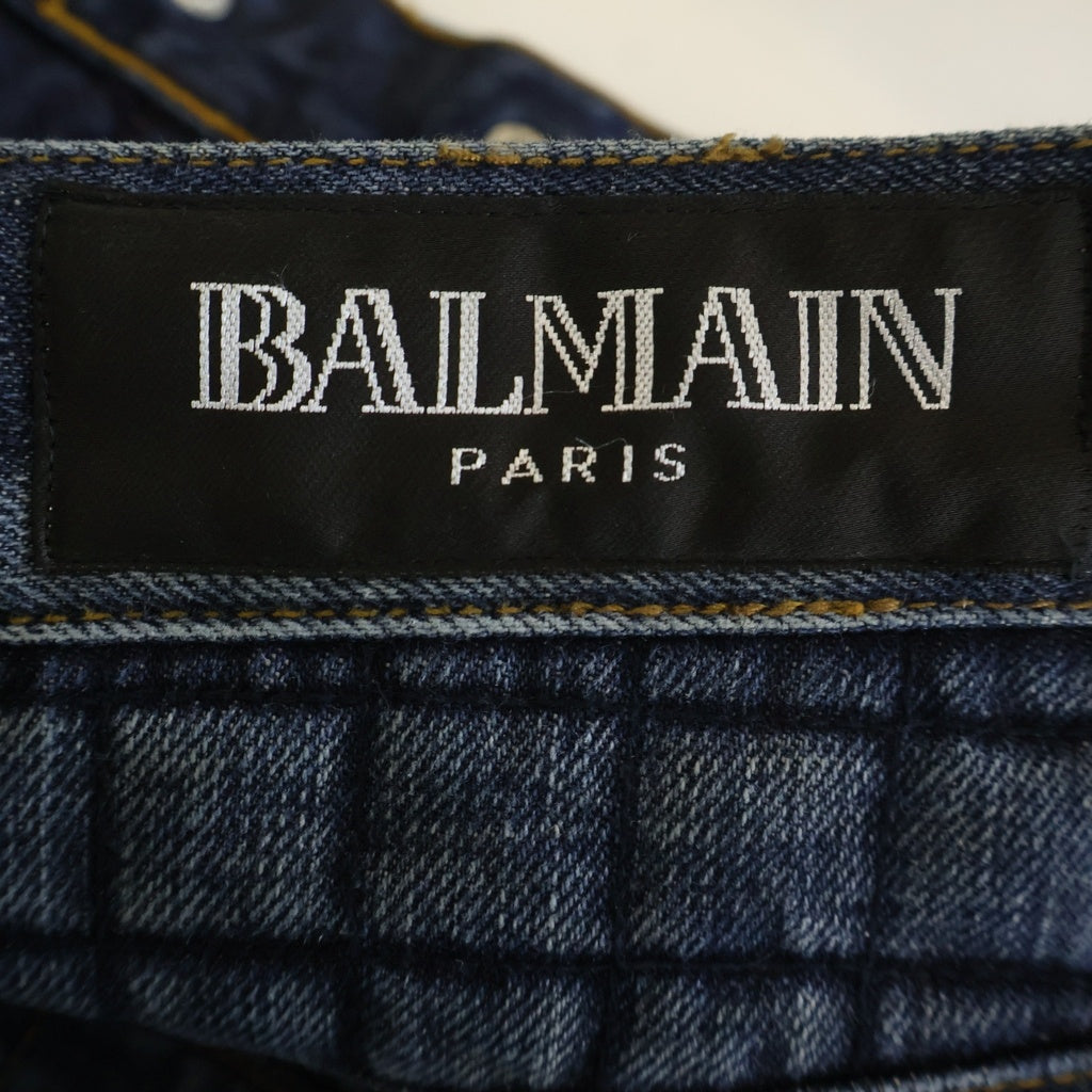 BALMAIN(バルマン) バイカーデニム キルティングステッチ ジップポケット ジーンズ パンツ インディゴ