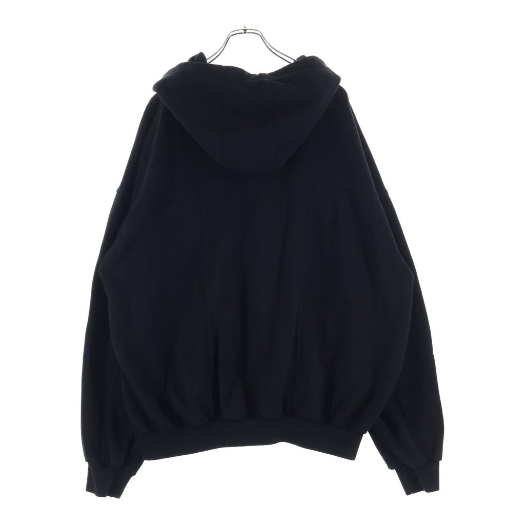 BALMAIN(バルマン) Asymmetric Zip Hooded Sweatshirt エンボス加工 アシンメトリージップアップスウェットパーカー ブラック W7H6106JO12M