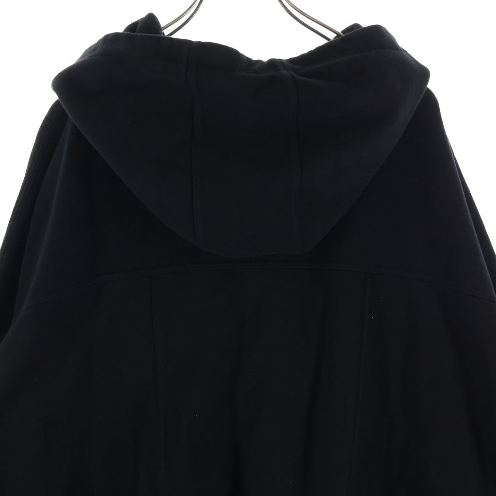 BALMAIN(バルマン) Asymmetric Zip Hooded Sweatshirt エンボス加工 アシンメトリージップアップスウェットパーカー ブラック W7H6106JO12M