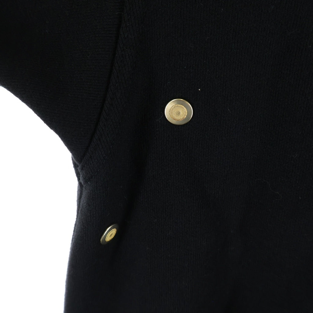 BALMAIN(バルマン) Asymmetric Zip Hooded Sweatshirt エンボス加工 アシンメトリージップアップスウェットパーカー ブラック W7H6106JO12M
