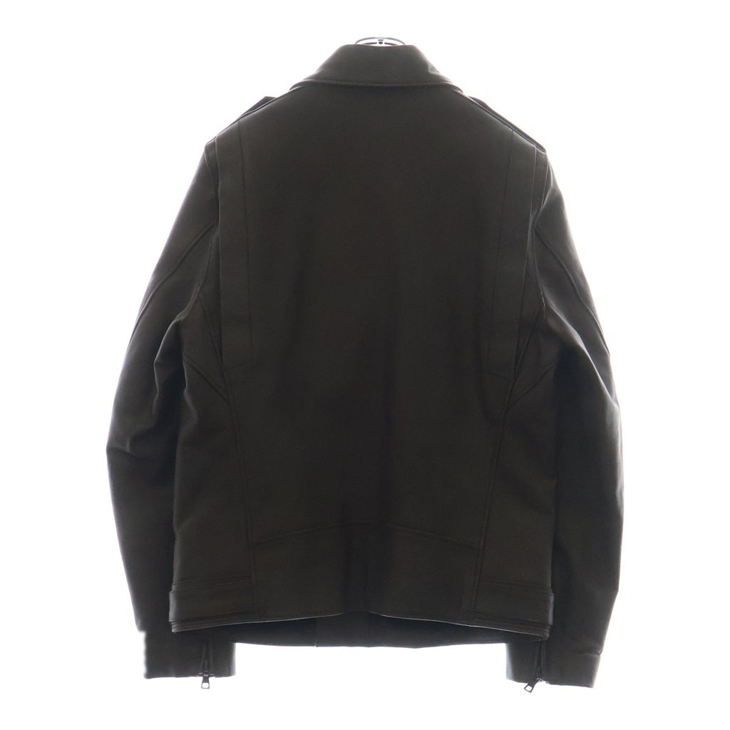 BALMAIN(バルマン) SHEEP SKIN シープスキンムートンジップアップダブルライダースジャケット ブラウン