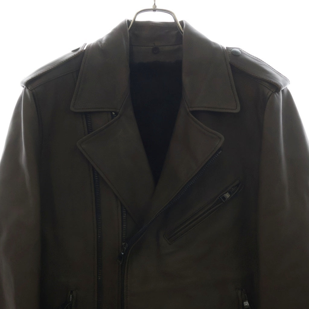 BALMAIN(バルマン) SHEEP SKIN シープスキンムートンジップアップダブルライダースジャケット ブラウン