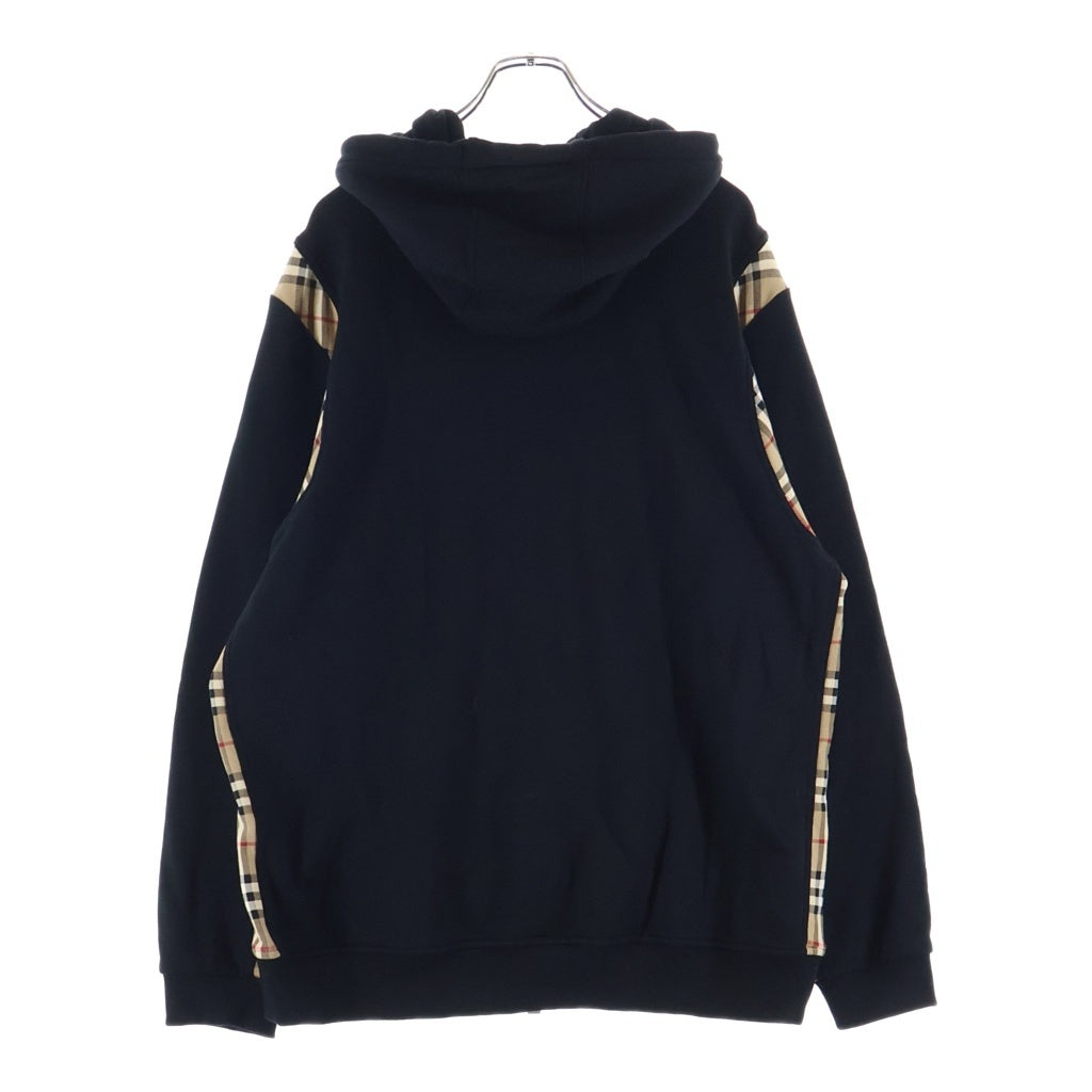 BURBERRY LONDON(バーバリーロンドン) ヴィンテージ チェック柄切替 コットン ジップアップ フーディー パーカー ブラック 8034510
